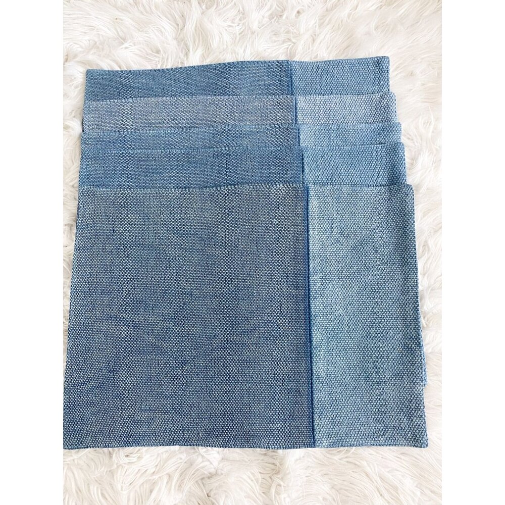 West Elm Cotton Canvas Placemats Blue Bird Set of 5 NEW